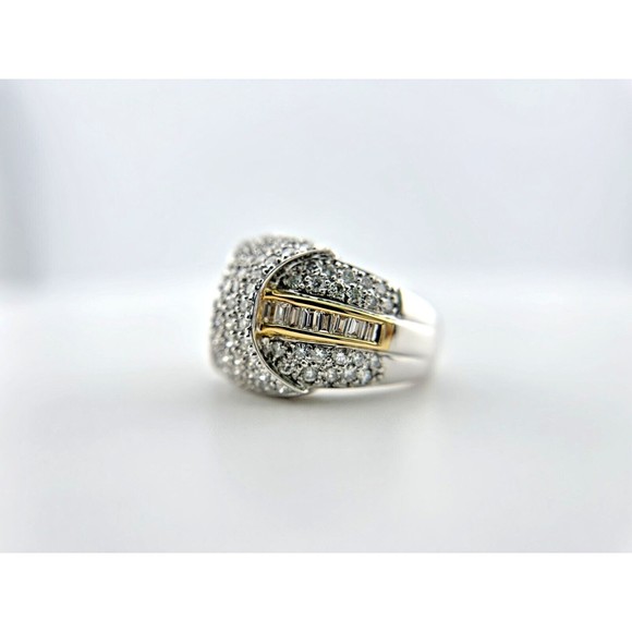 2ctw Baguette & Round Diamond Band Ring in Platinum & 18K Yellow Gold Size 9 - Picture 2 of 14